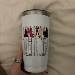 White Tumbler with Taylor swift Album Art